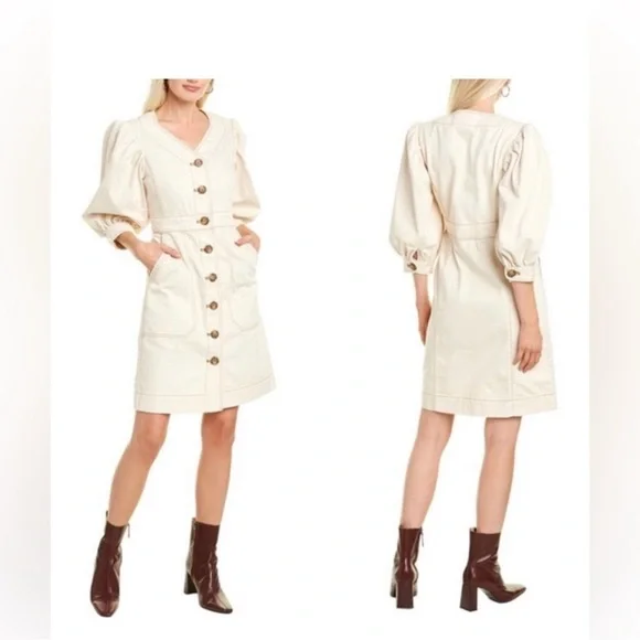 Tory Burch Cream Button-Down Midi Dress - Picture 6 of 6